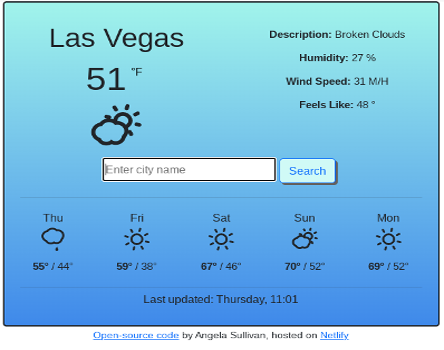 React Weather Project preview